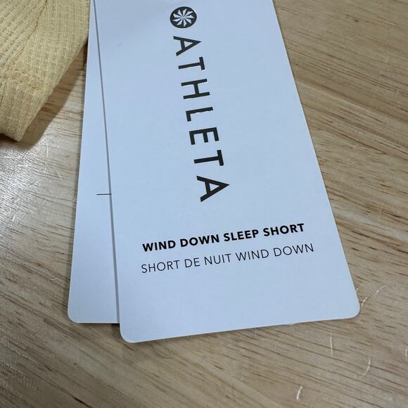 Athleta Wind Down Sleep Shorts Waffle Knit Yellow Women's Size Small NWT - Picture 8 of 12